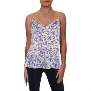 Intimately by Free People Blue & White Floral Scalloped Edge Tank Top (S-P)
